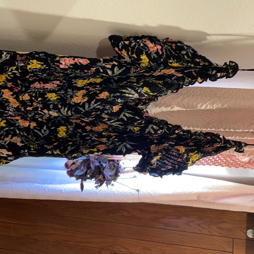 Black and flower print jumpsuit